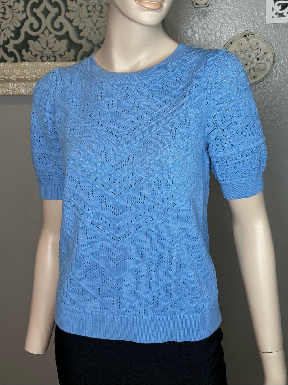 LOFT Sky Blue Knit Short Sleeve Top - Picture 3 of 12